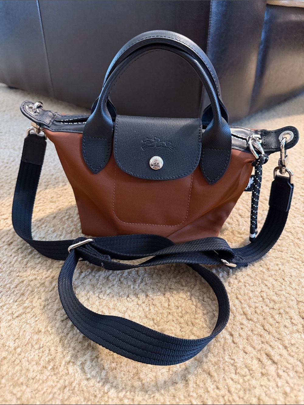 Longchamp LE Pliage Energy XS Handbag Crossbody Bag - Chocolate (Brown)
